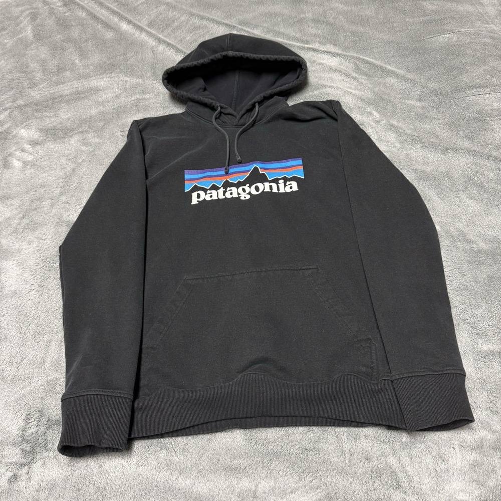 Patagonia Logo Uprisal Hoodie Black Regular Fit Pullover Men's Size Medium